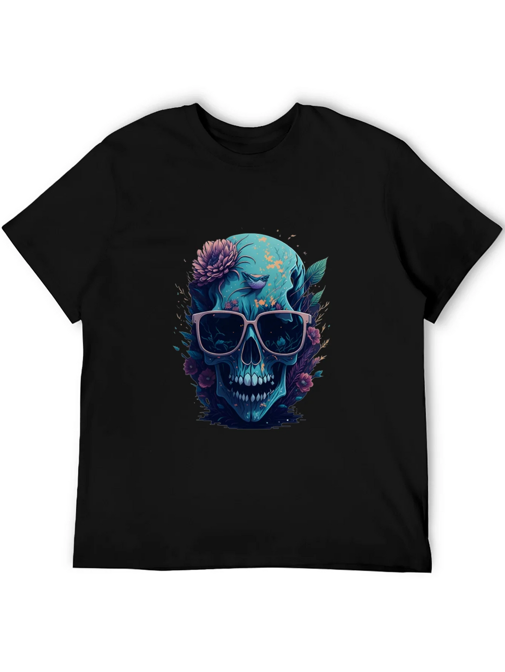 Floral Skull Graphic Tee - Mens Black T-Shirt product image 8