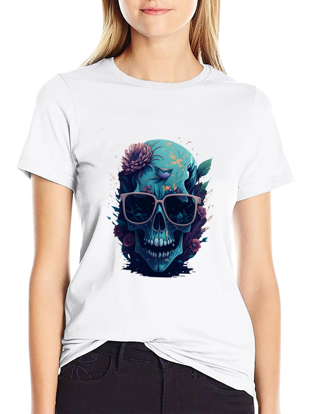 Floral Skull Graphic Tee - Mens Black T-Shirt product image 11