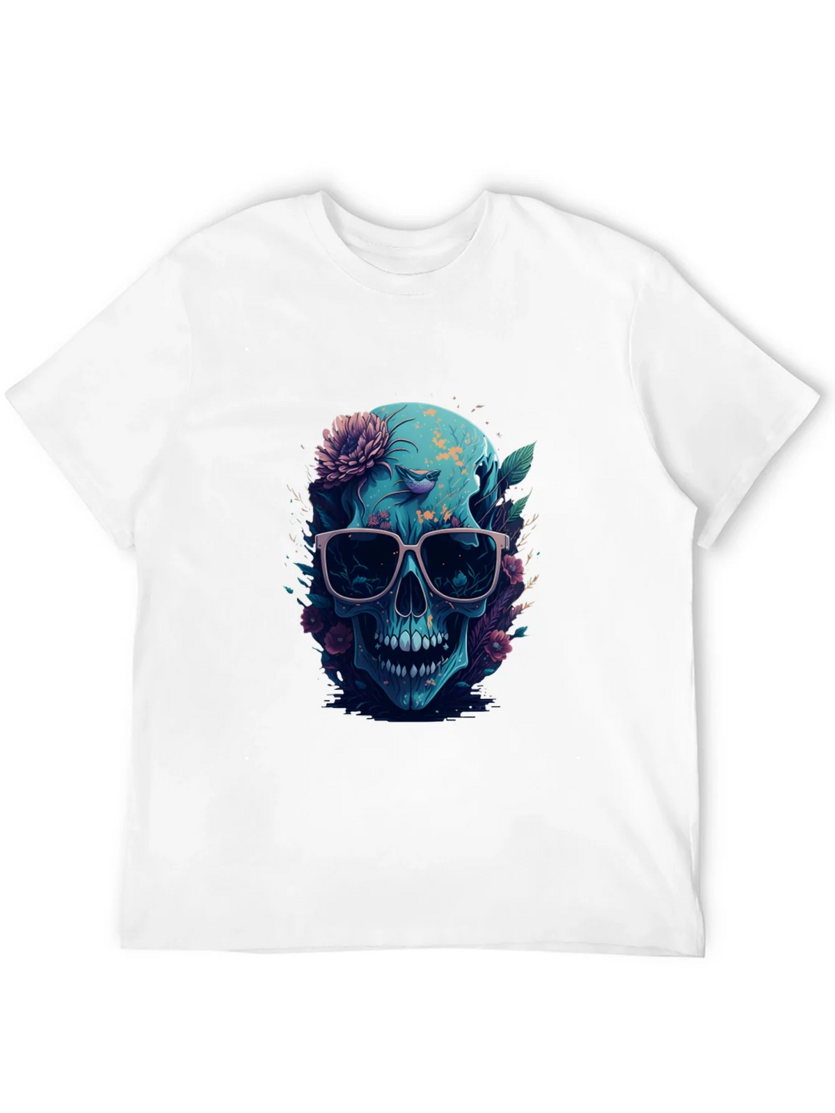 Floral Skull Graphic Tee - Mens Black T-Shirt product image 3