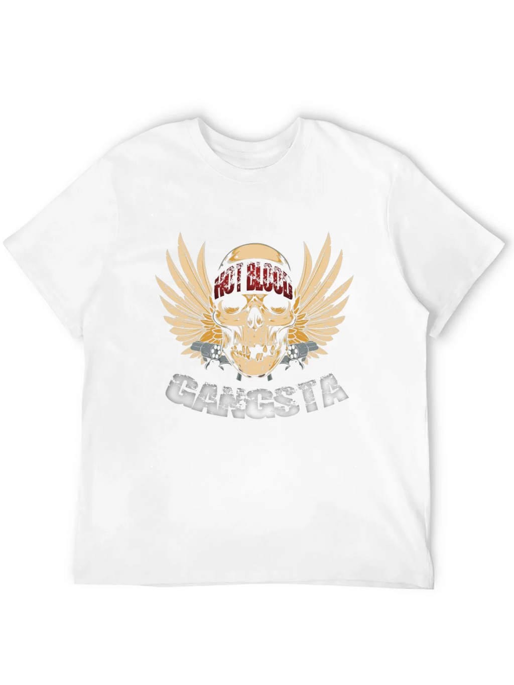 Gangsta Skull Wings Graphic Black T-Shirt product image 3