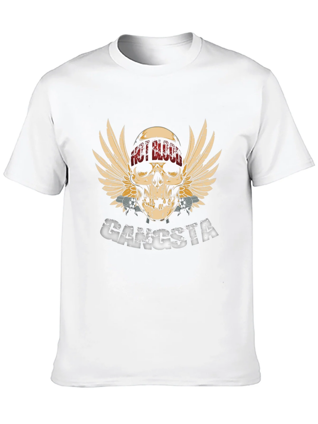 Gangsta Skull Wings Graphic Black T-Shirt product image 12