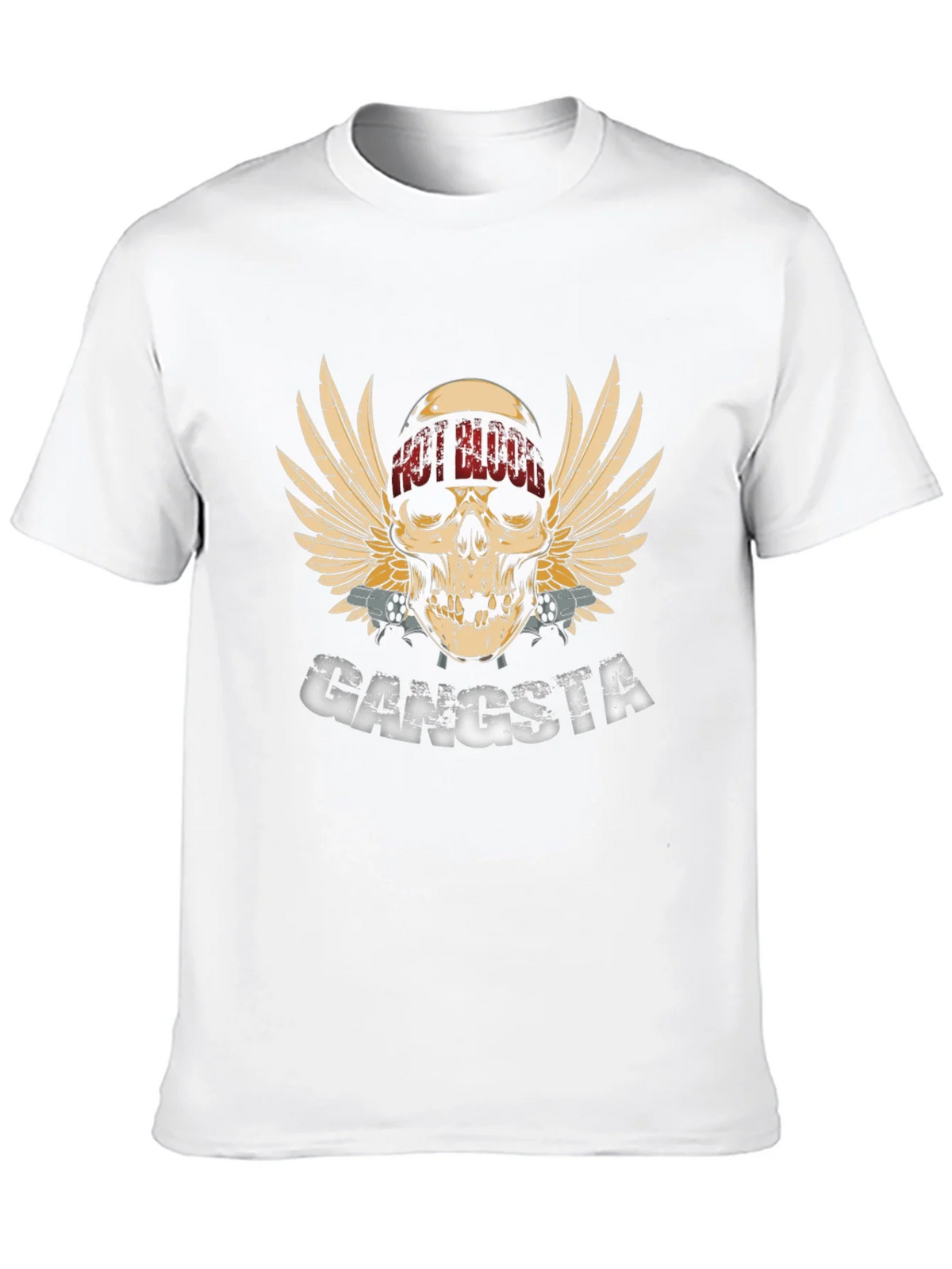 Gangsta Skull Wings Graphic Black T-Shirt product image 12