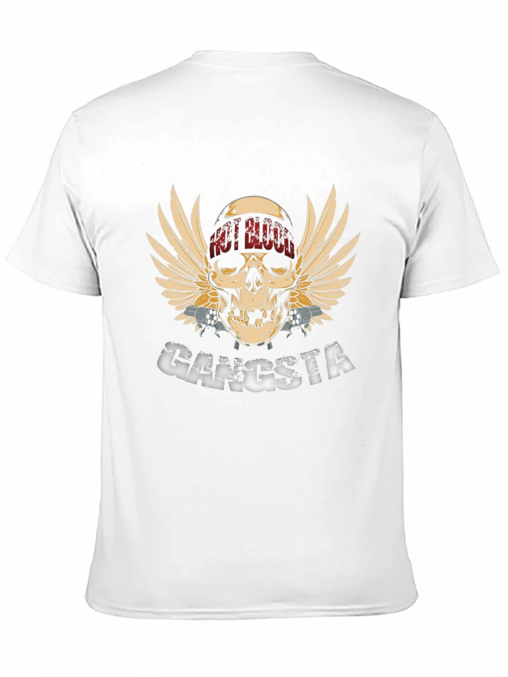 Gangsta Skull Wings Graphic Black T-Shirt product image 2