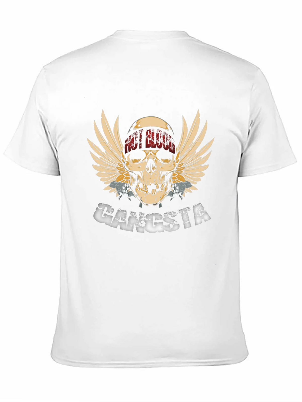 Gangsta Skull Wings Graphic Black T-Shirt product image 2