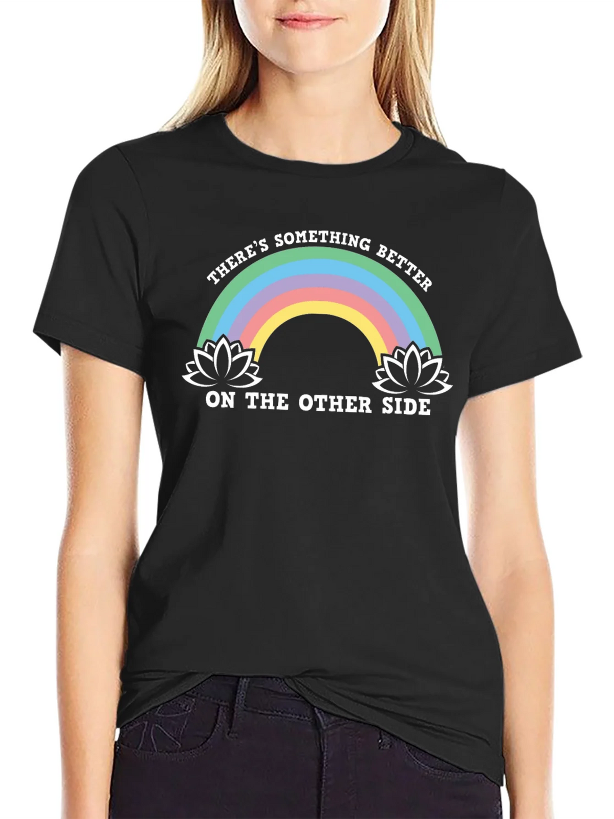 Rainbow Lotus Something Better Black T-Shirt product image 5