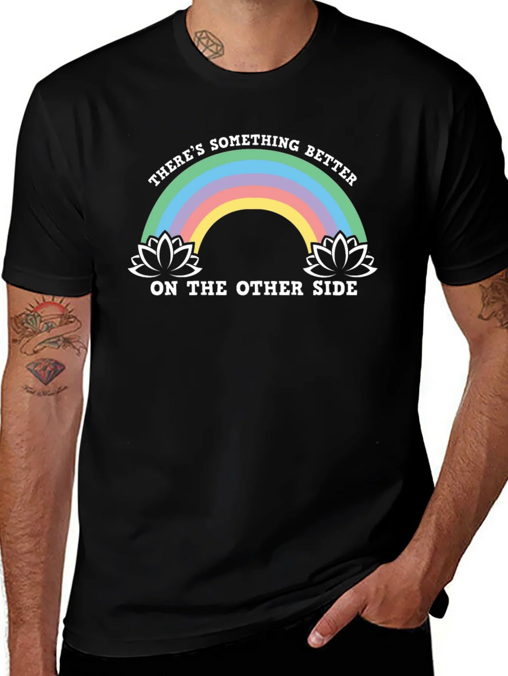 Rainbow Lotus Something Better Black T-Shirt product image 1