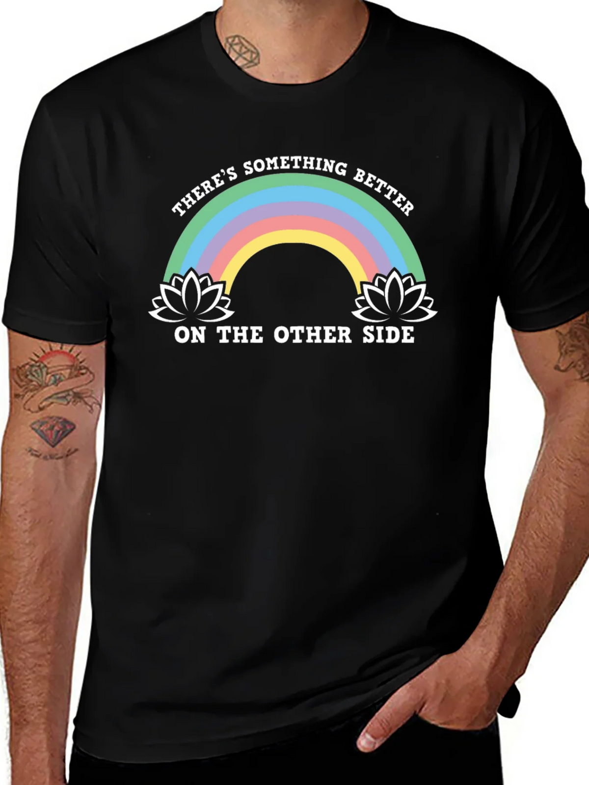 Rainbow Lotus Something Better Black T-Shirt product image 1