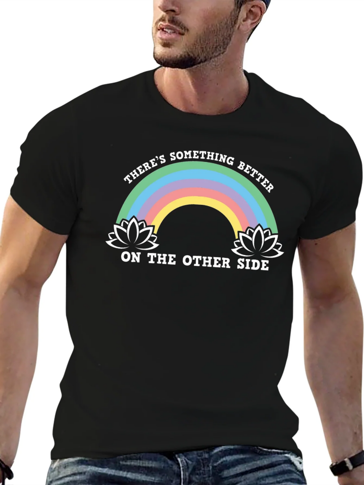 Rainbow Lotus Something Better Black T-Shirt product image 9