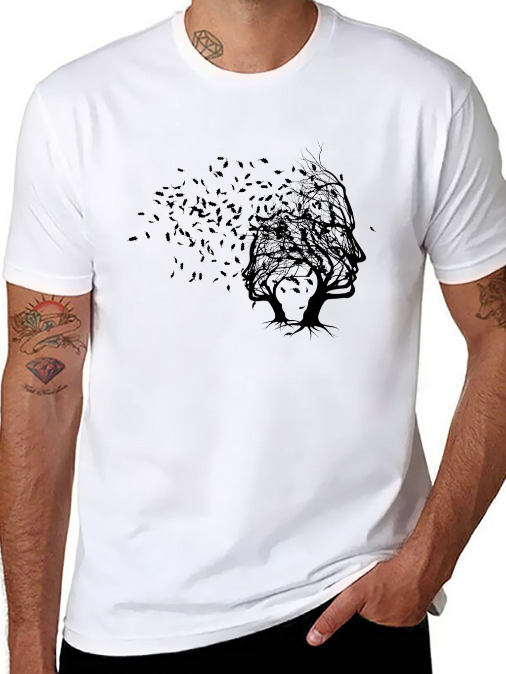 Abstract Tree Silhouette Black T-Shirt product image 10