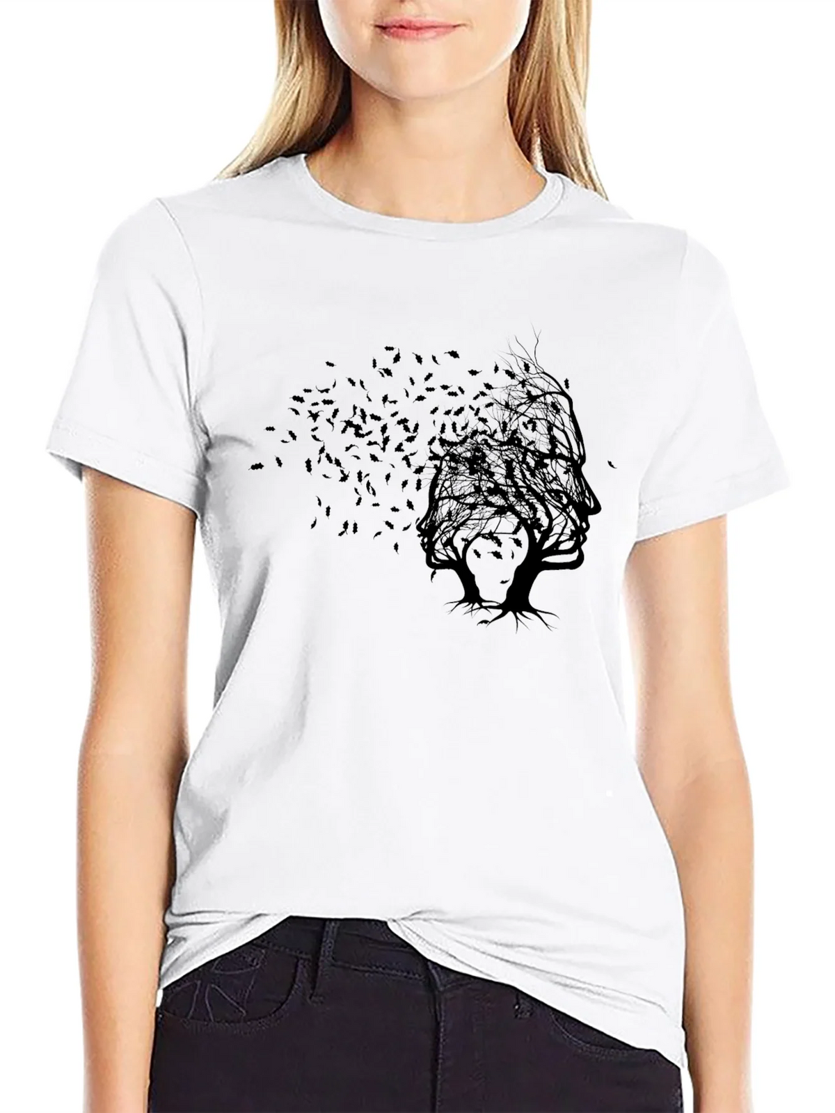 Abstract Tree Silhouette Black T-Shirt product image 11