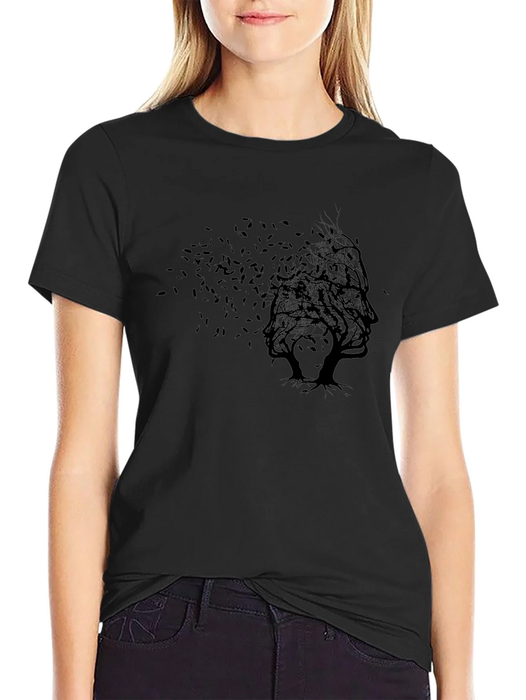 Abstract Tree Silhouette Black T-Shirt product image 5