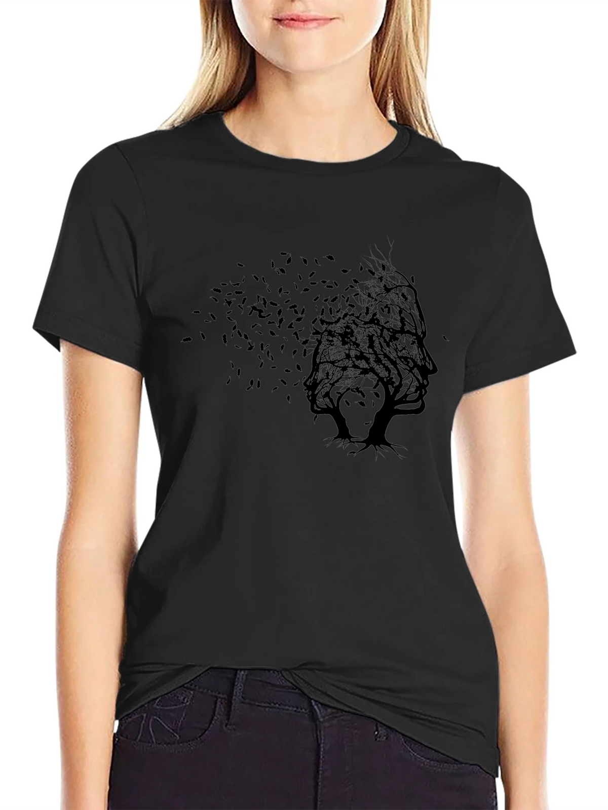 Abstract Tree Silhouette Black T-Shirt product image 5