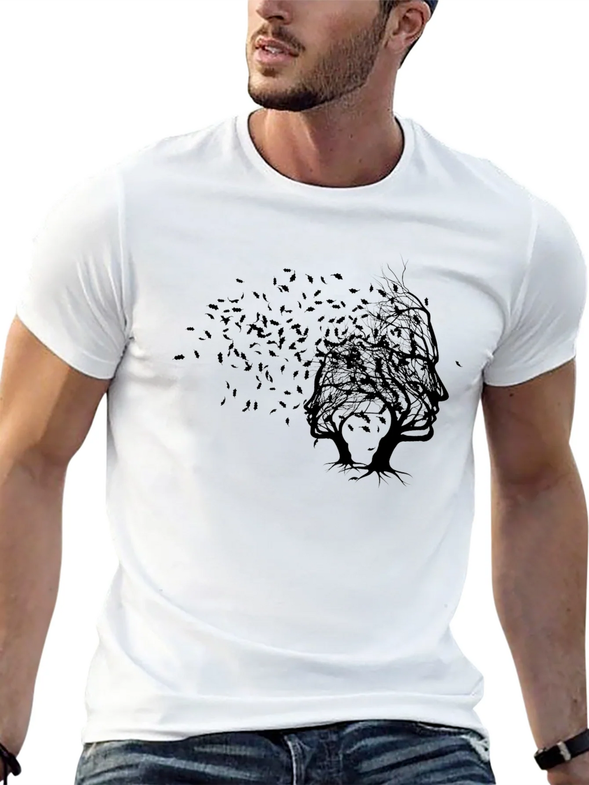 Abstract Tree Silhouette Black T-Shirt product image 4