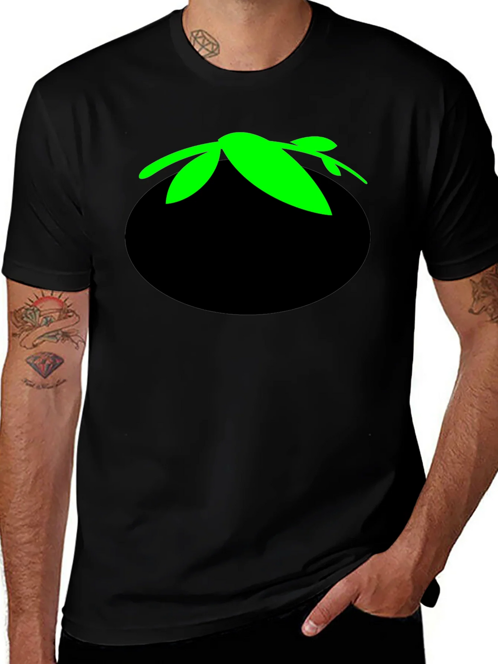 Tomato Head Black T-Shirt - Funny Cartoon Graphic Tee product image 1