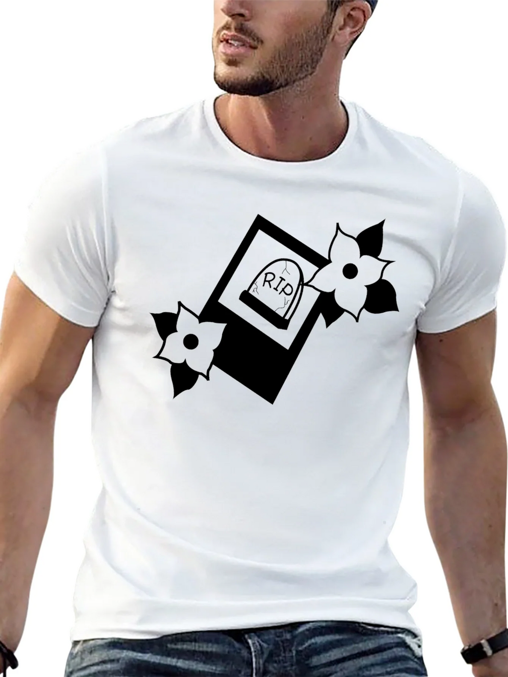 RIP Tombstone Floral Graphic Tee - Classic Black product image 4