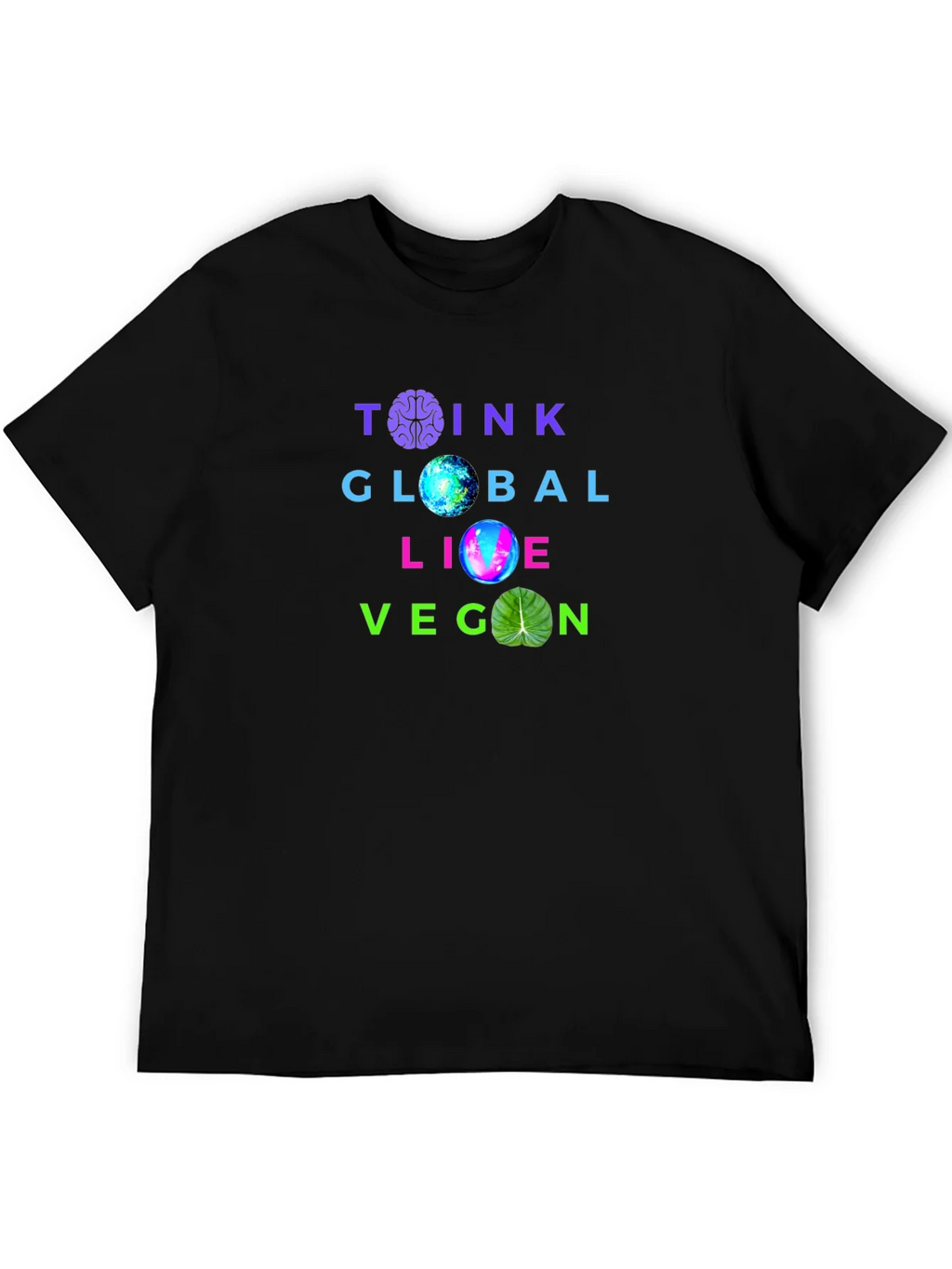 Think Global Live Vegan T-Shirt - Brain Earth & Leaf product image 8