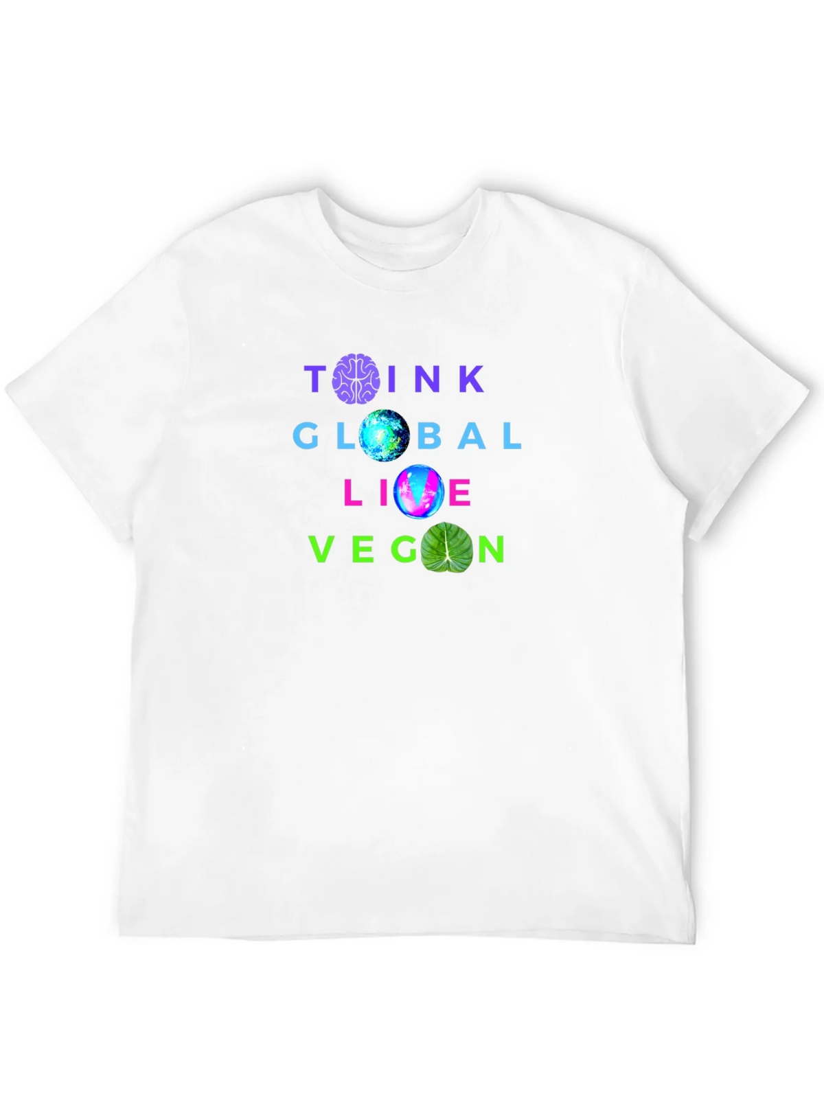 Think Global Live Vegan T-Shirt - Brain Earth & Leaf product image 3