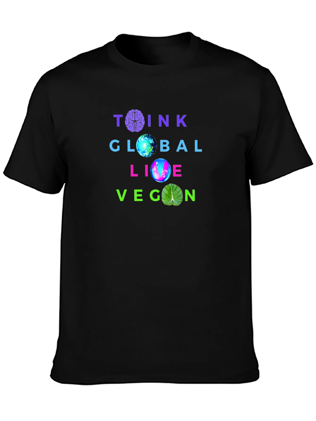Think Global Live Vegan T-Shirt - Brain Earth & Leaf product image 6
