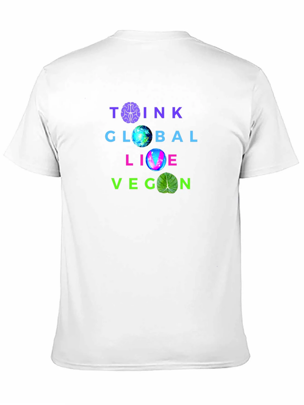 Think Global Live Vegan T-Shirt - Brain Earth & Leaf product image 2