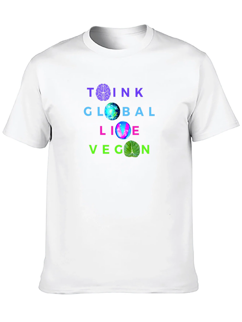 Think Global Live Vegan T-Shirt - Brain Earth & Leaf product image 12