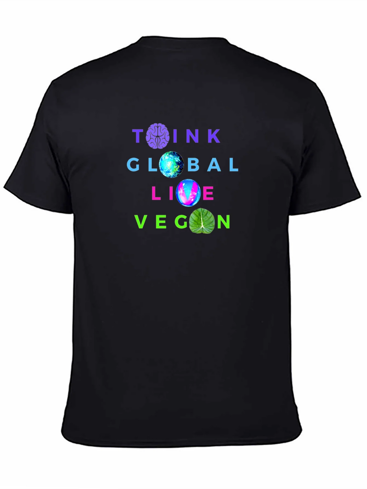 Think Global Live Vegan T-Shirt - Brain Earth & Leaf product image 7