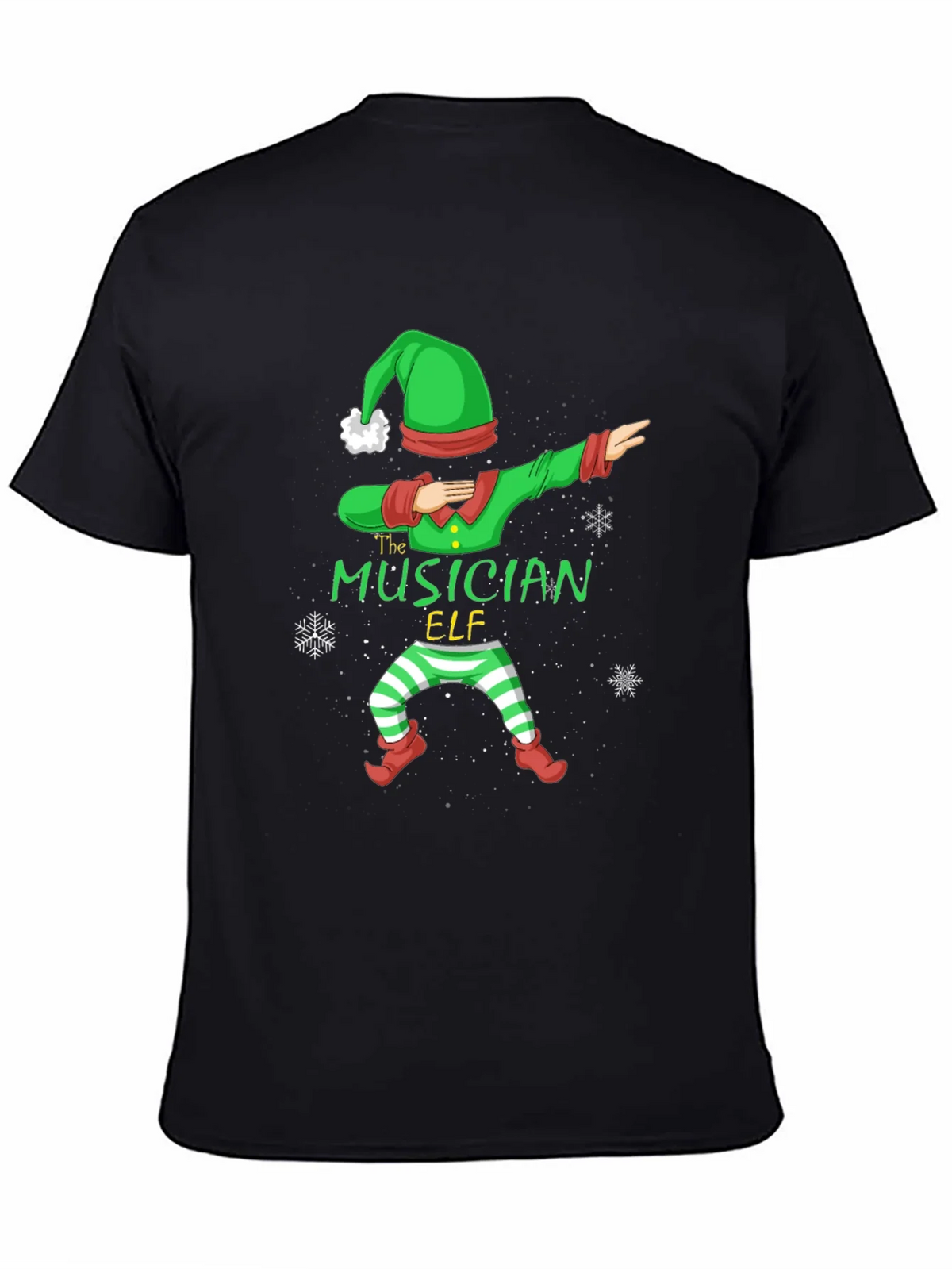 Musician Elf Dabbing Christmas Tee - Black Cotton Shirt product image 7