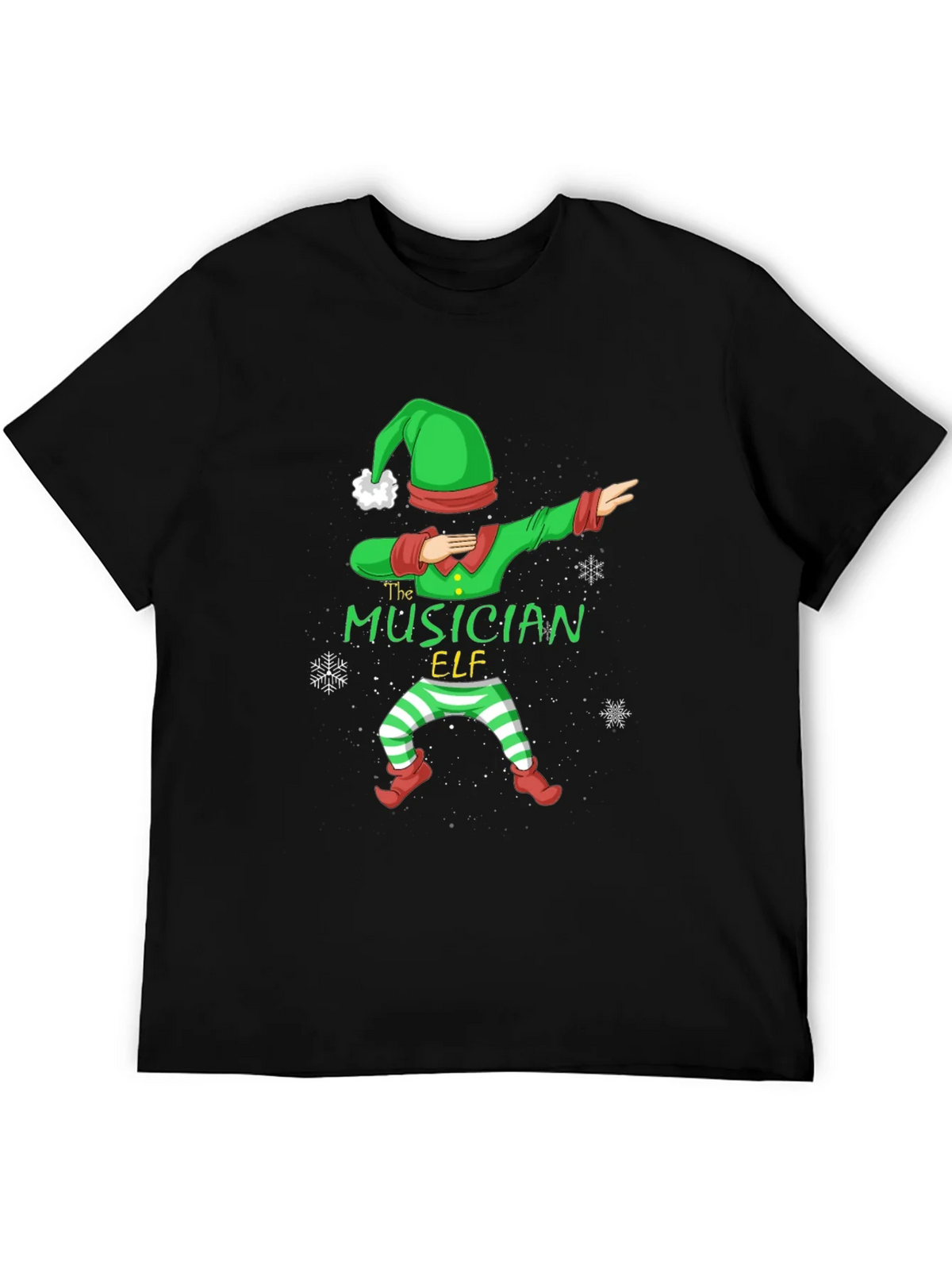 Musician Elf Dabbing Christmas Tee - Black Cotton Shirt product image 8