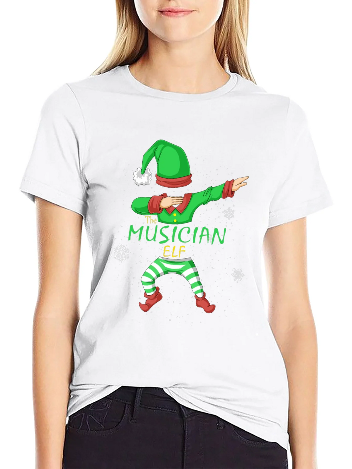 Musician Elf Dabbing Christmas Tee - Black Cotton Shirt product image 11