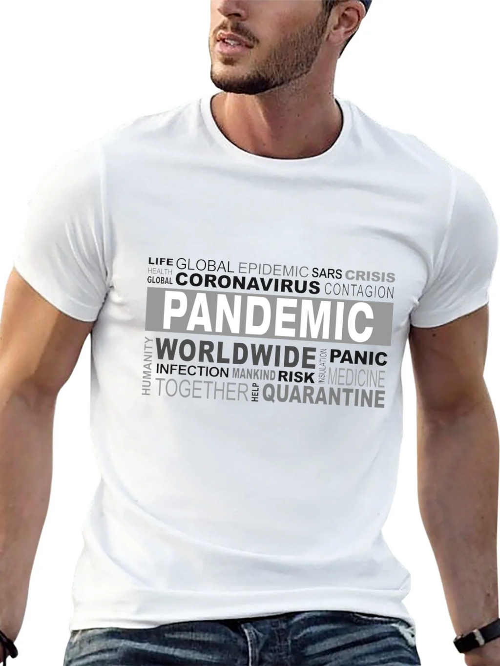 Pandemic Word Cloud Graphic T-Shirt - Unisex Tee product image 4