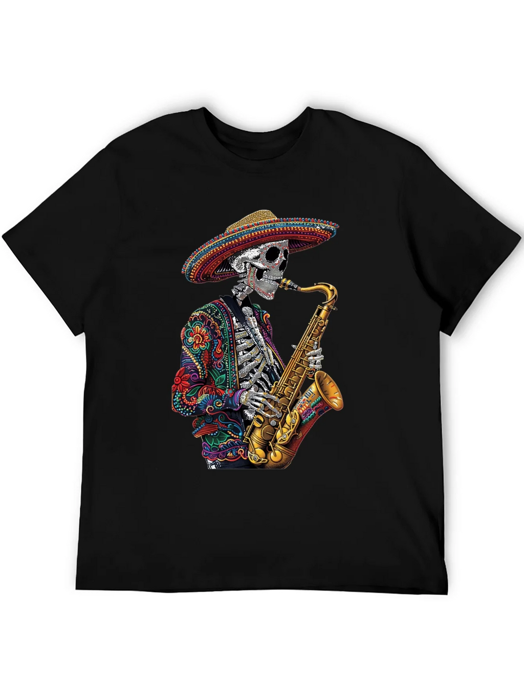 Day of the Dead Sax Skeleton Graphic Tee product image 8