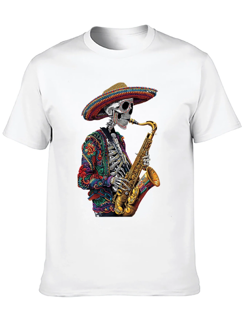 Day of the Dead Sax Skeleton Graphic Tee product image 12