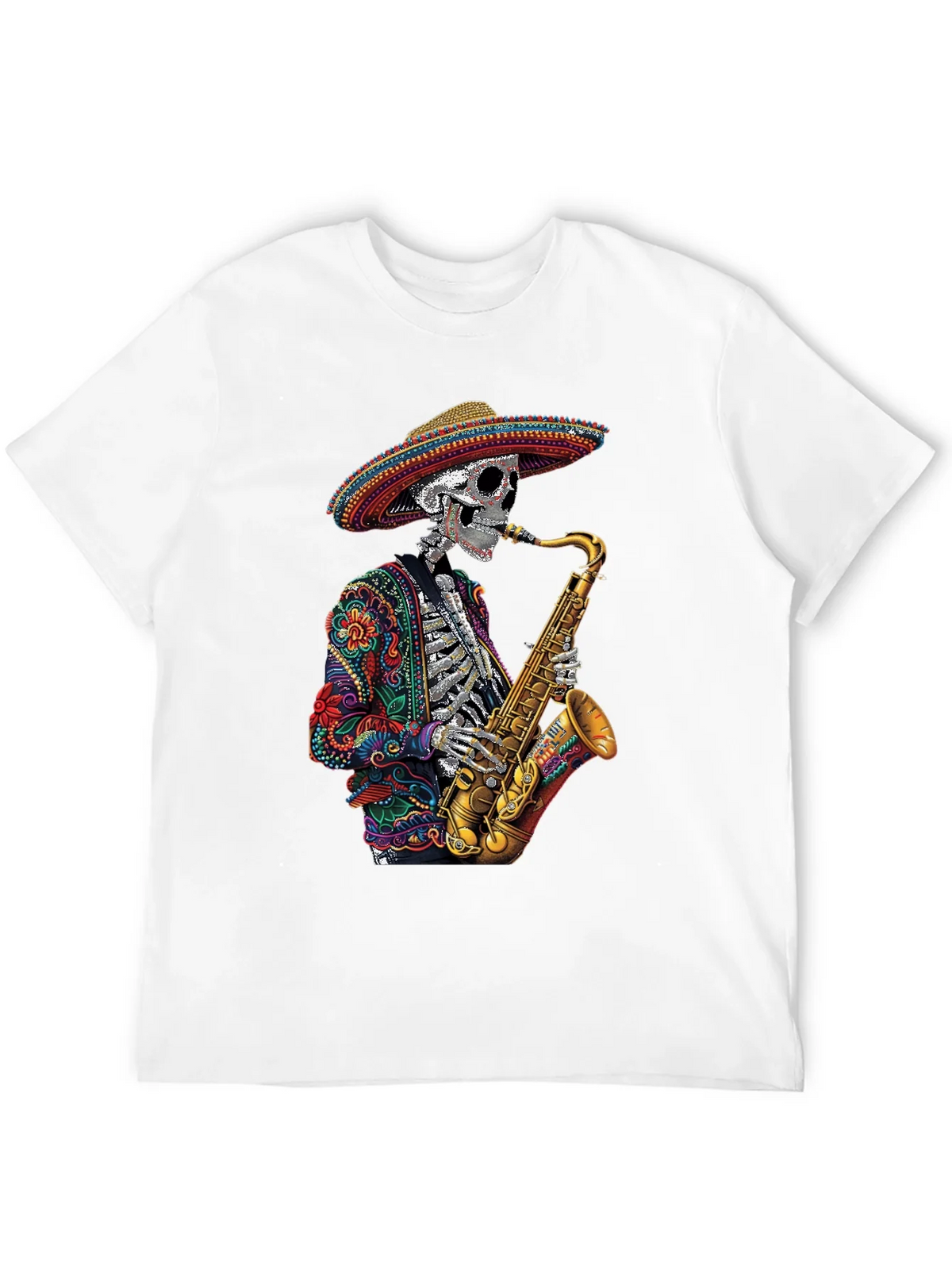 Day of the Dead Sax Skeleton Graphic Tee product image 3
