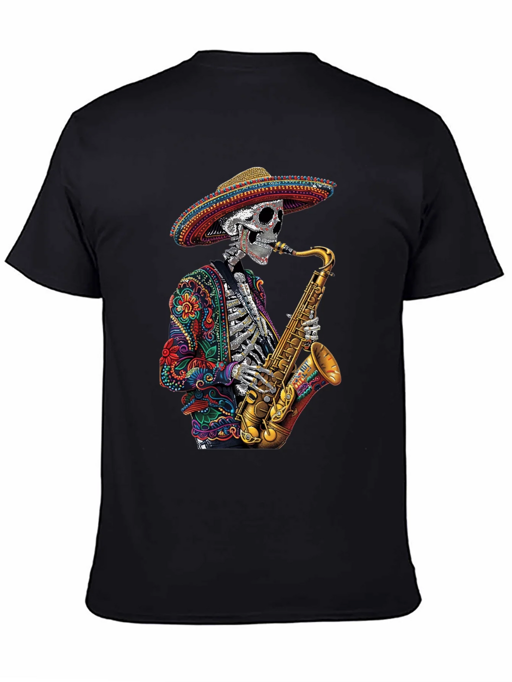 Day of the Dead Sax Skeleton Graphic Tee product image 7