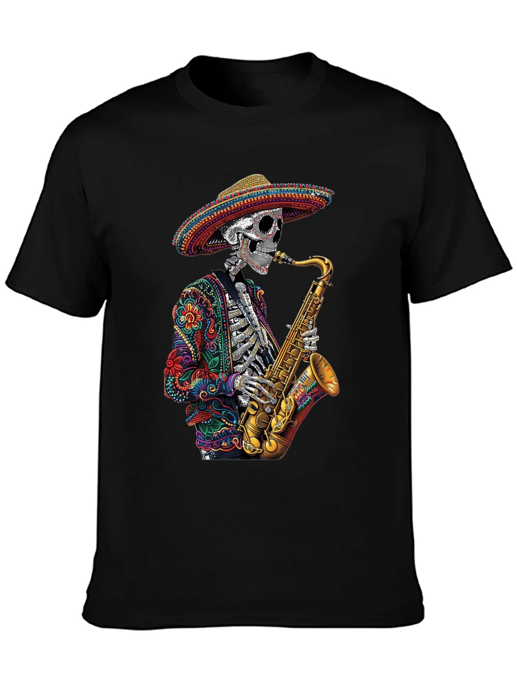 Day of the Dead Sax Skeleton Graphic Tee product image 6