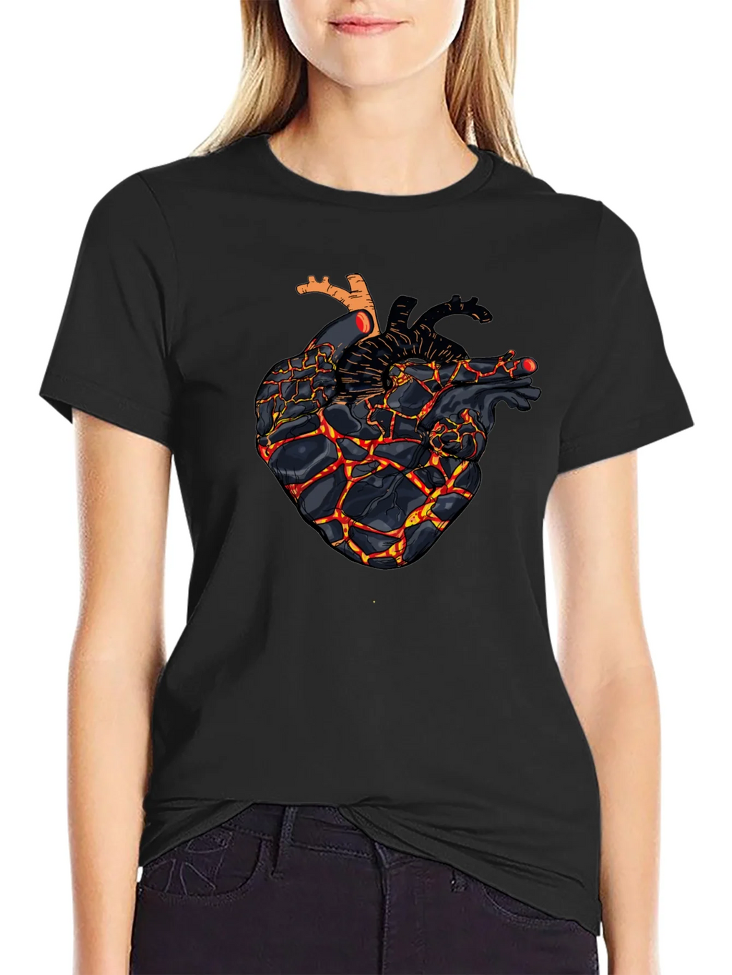 Fiery Heart Graphic Black T-Shirt product image 5