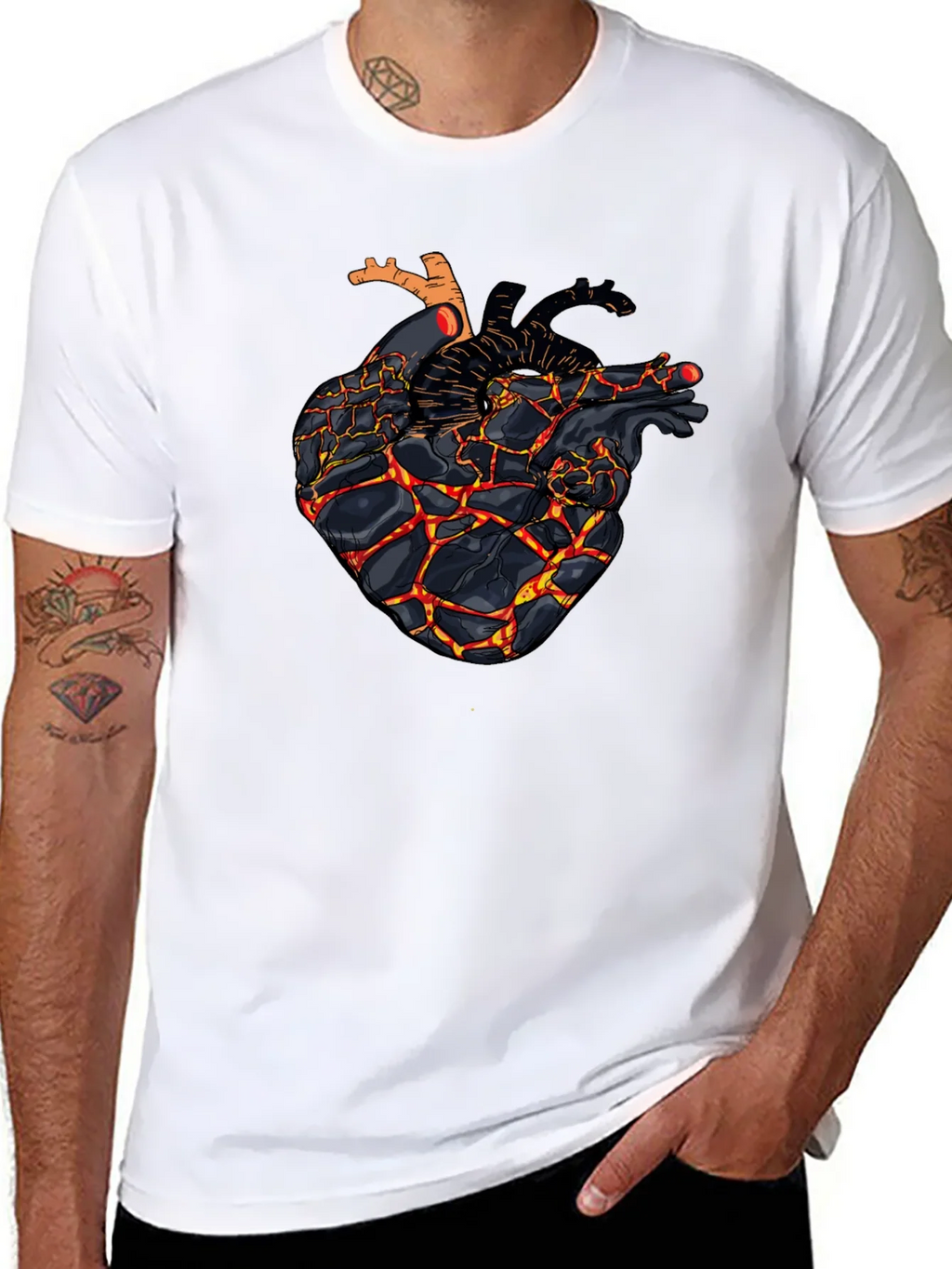 Fiery Heart Graphic Black T-Shirt product image 10