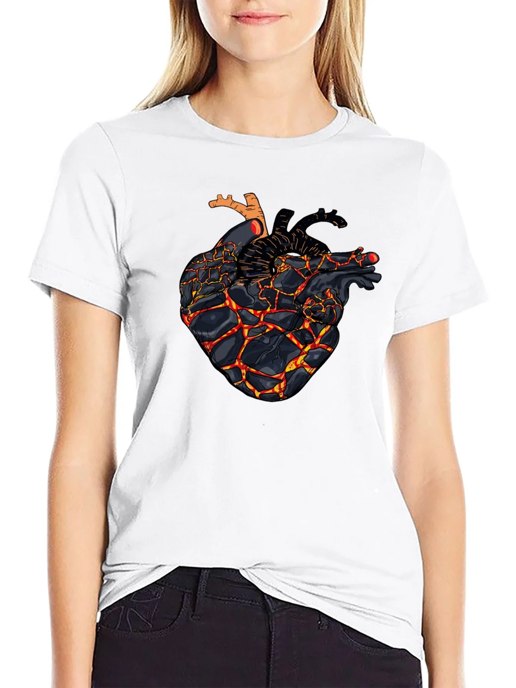 Fiery Heart Graphic Black T-Shirt product image 11