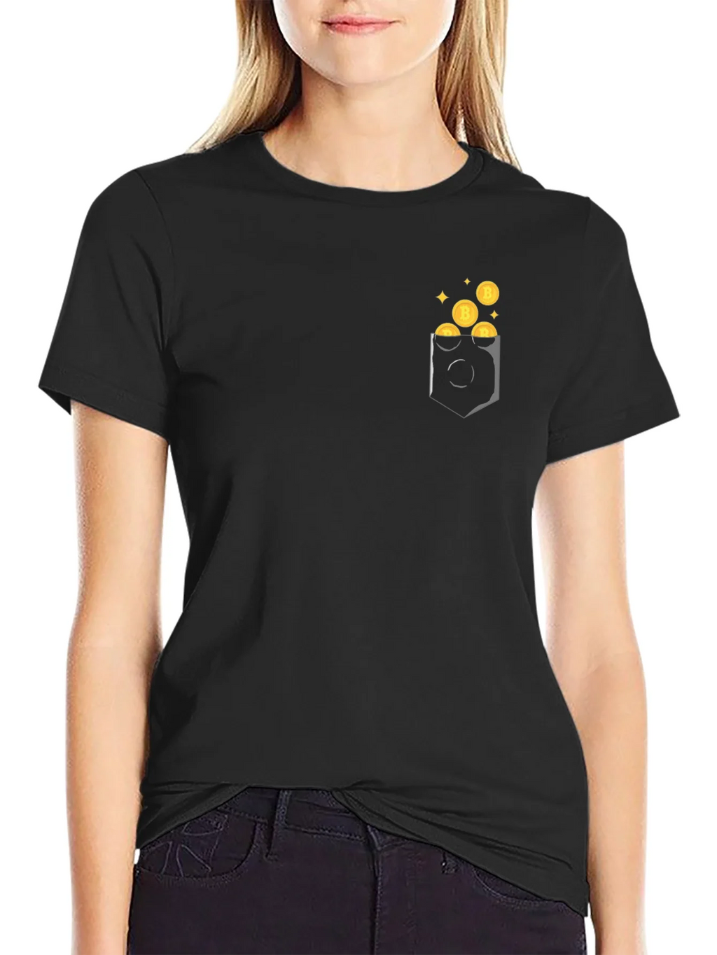 Bitcoin Pocket Graphic Tee - Black product image 5