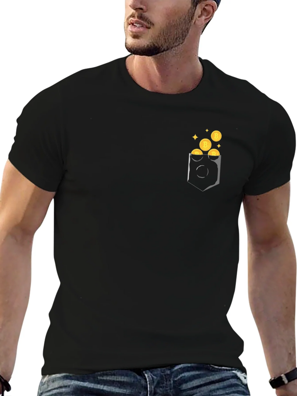 Bitcoin Pocket Graphic Tee - Black product image 9