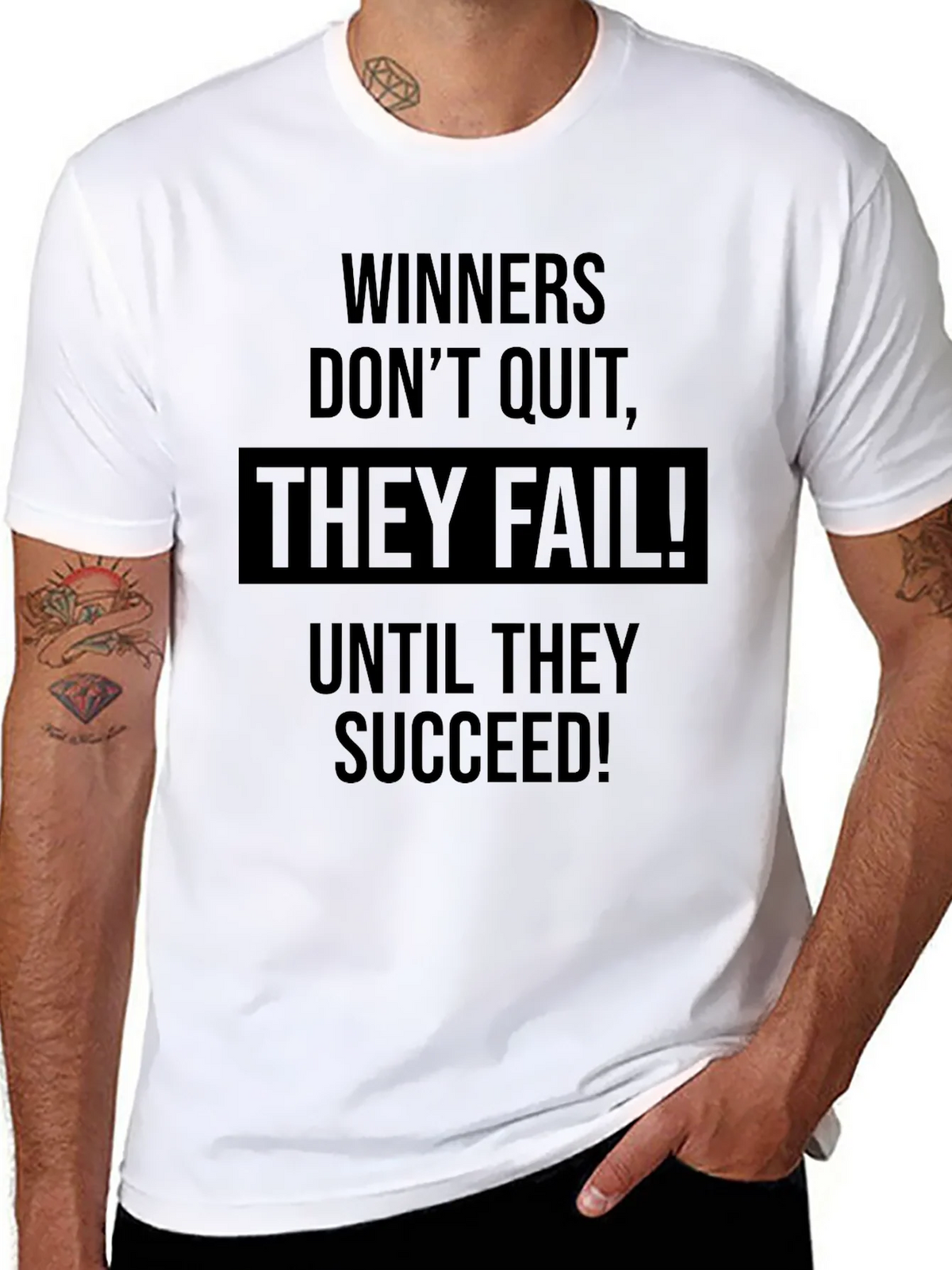 Winners Dont Quit T-Shirt - Motivational Black Tee product image 10