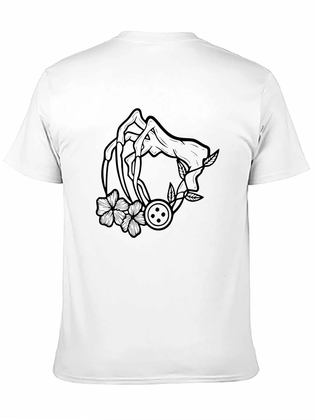 Graphic Black T-Shirt with Floral Button Design product image 2