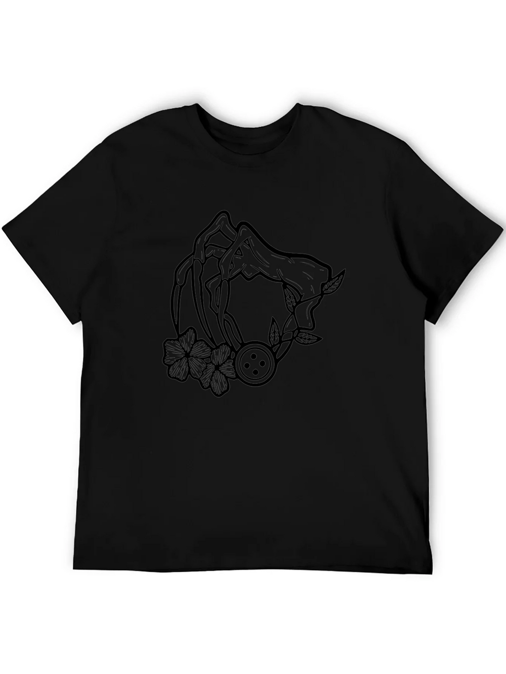 Graphic Black T-Shirt with Floral Button Design product image 8