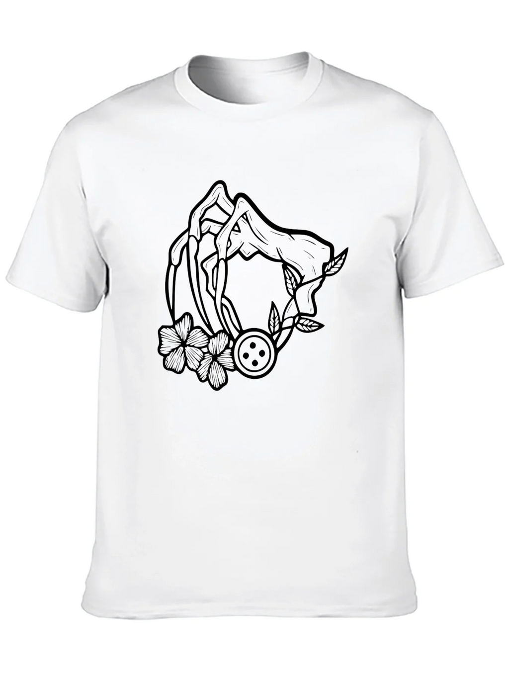Graphic Black T-Shirt with Floral Button Design product image 12