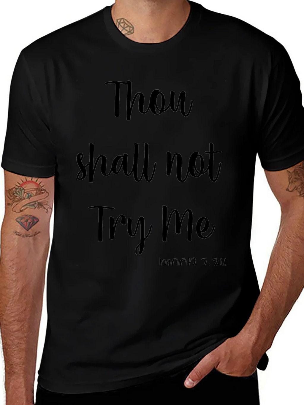 Thou Shall Not Try Me Funny Black T-Shirt product image 1