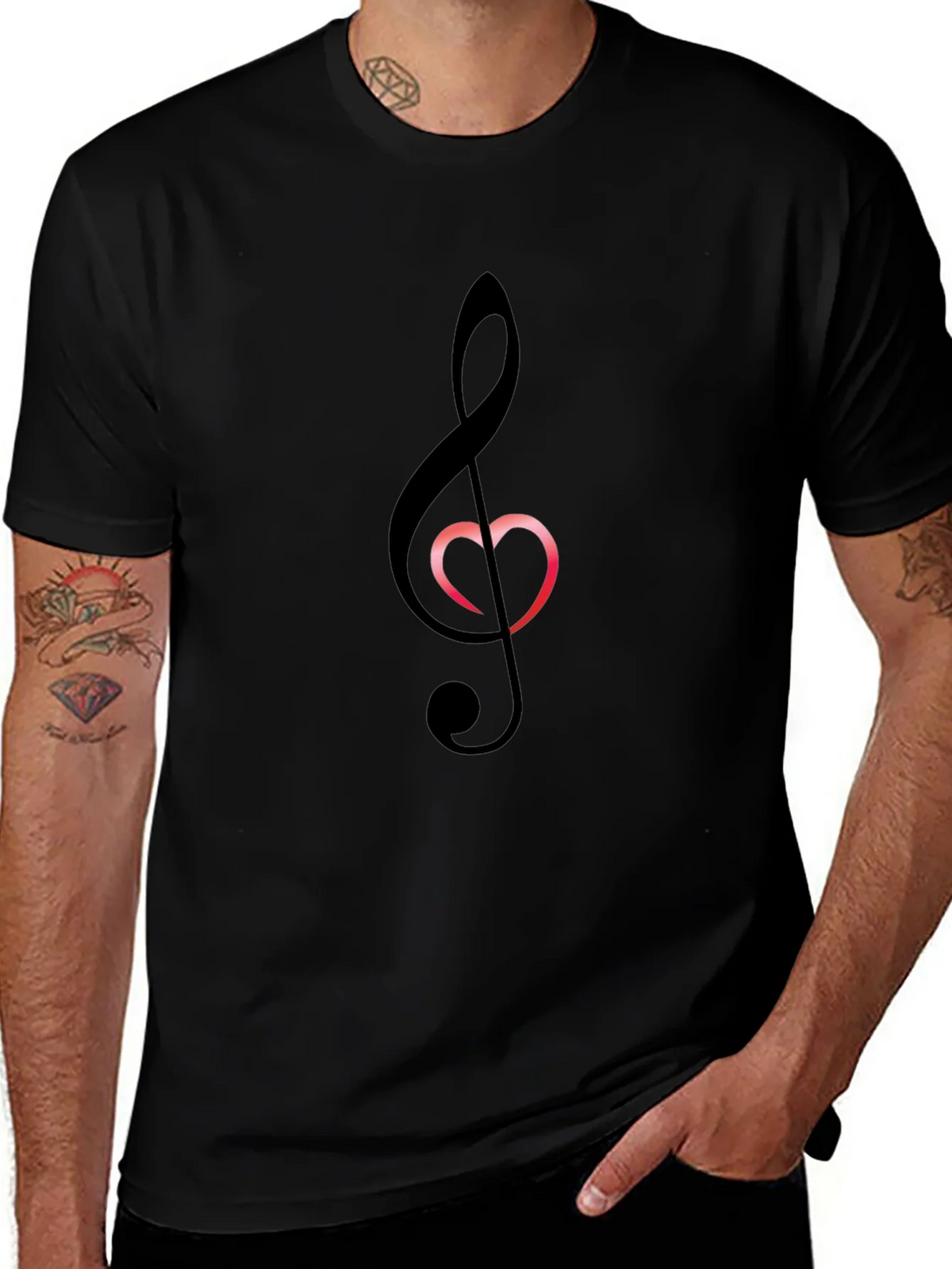Musical Heart T-Shirt - Black Cotton Blend Tee product image 1
