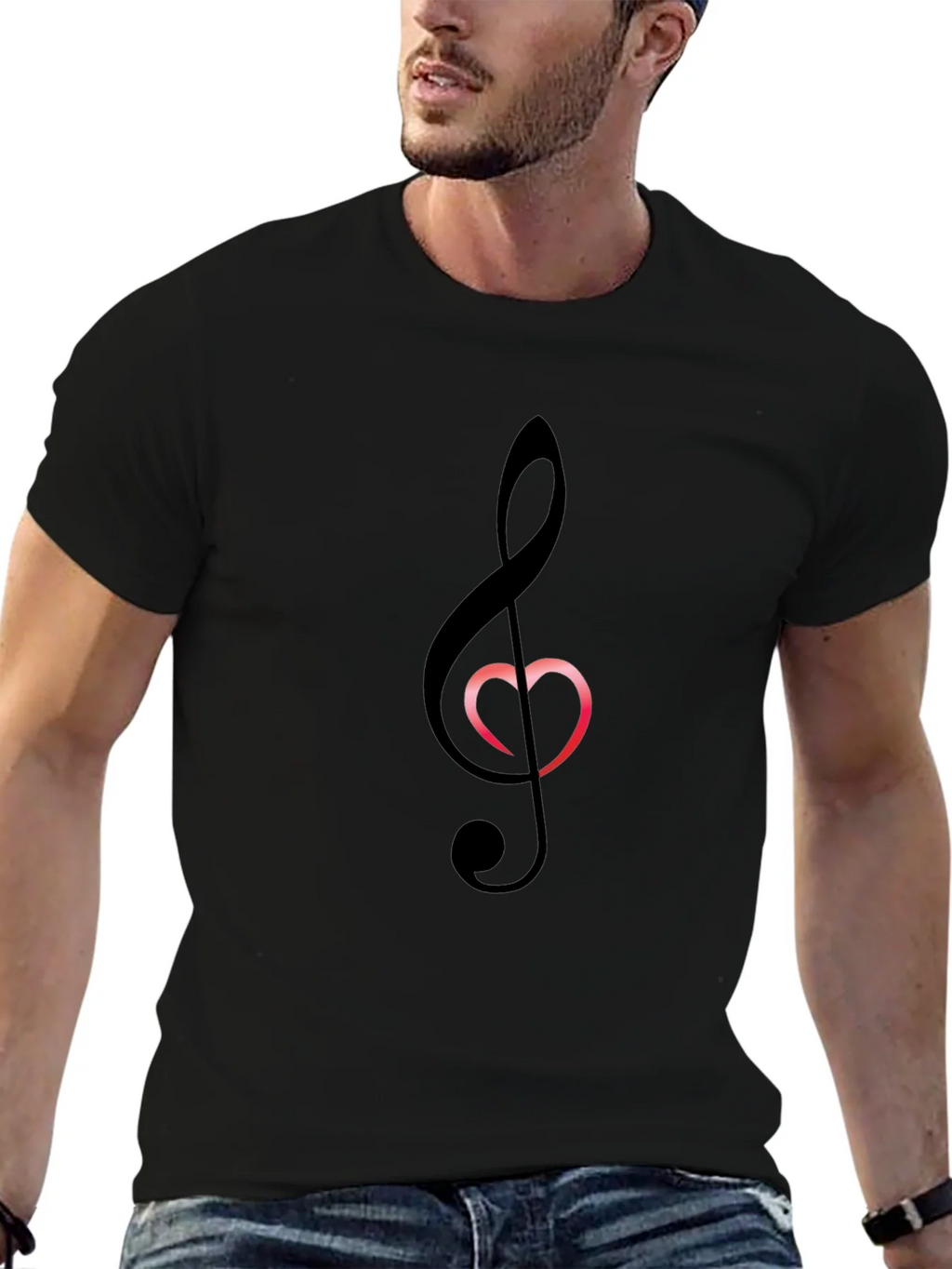 Musical Heart T-Shirt - Black Cotton Blend Tee product image 9