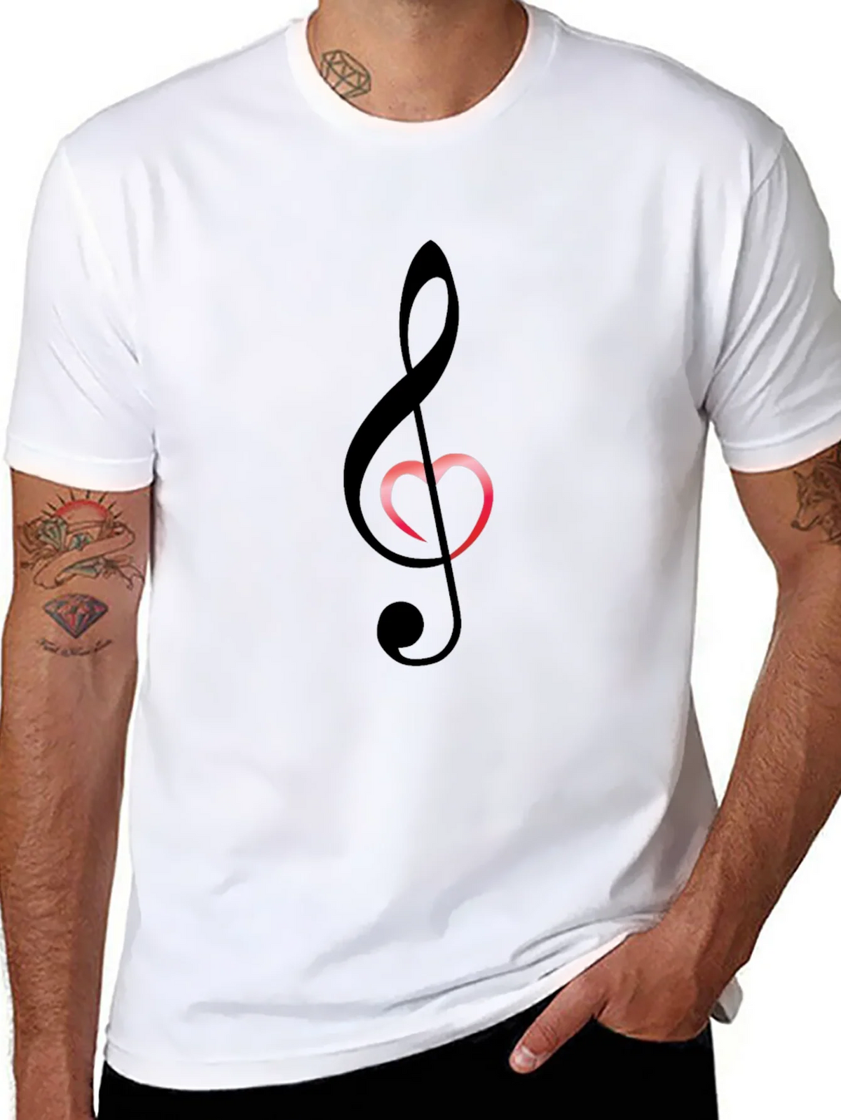 Musical Heart T-Shirt - Black Cotton Blend Tee product image 10