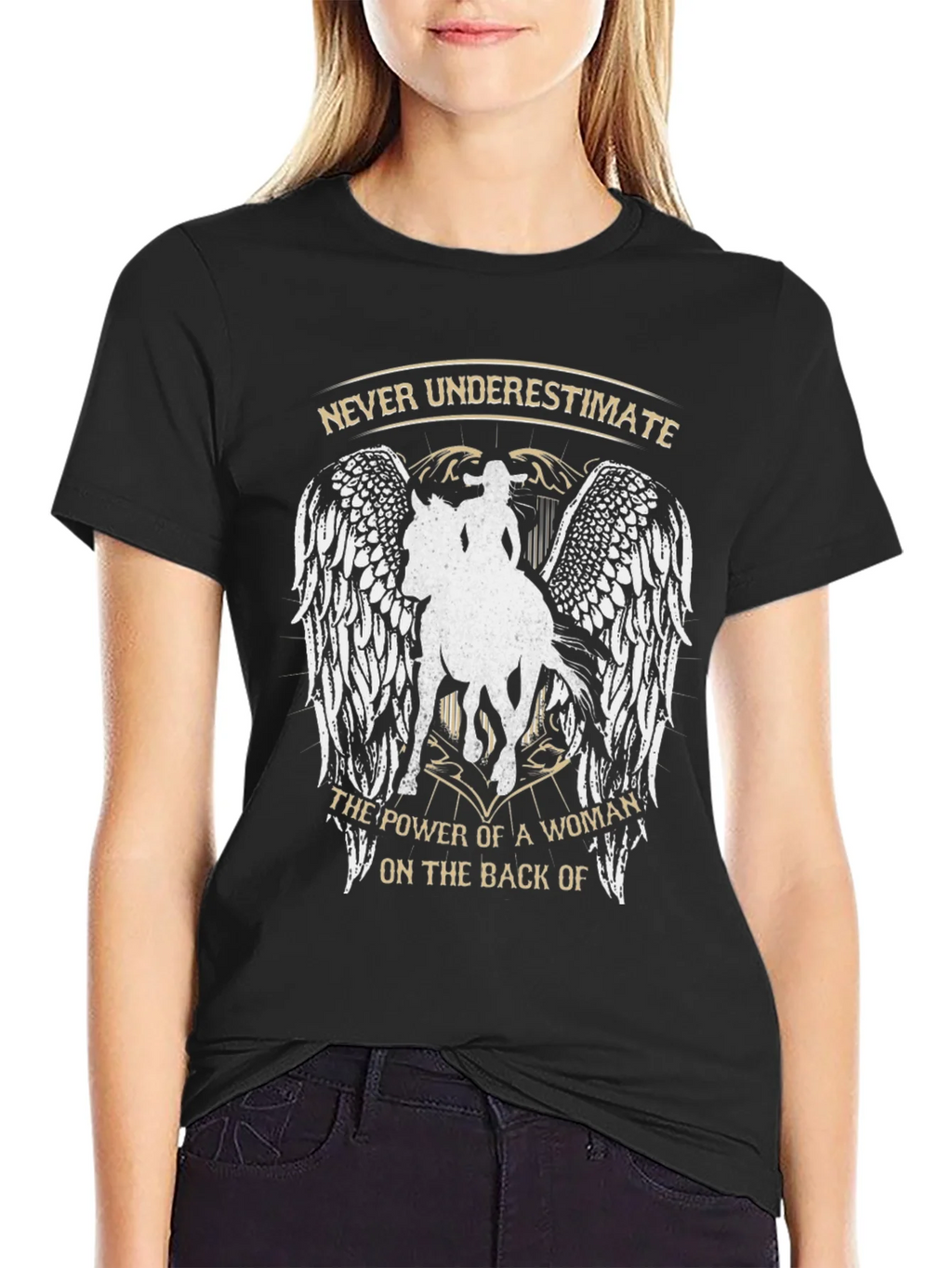 Never Underestimate Woman on Horseback Graphic Tee product image 5
