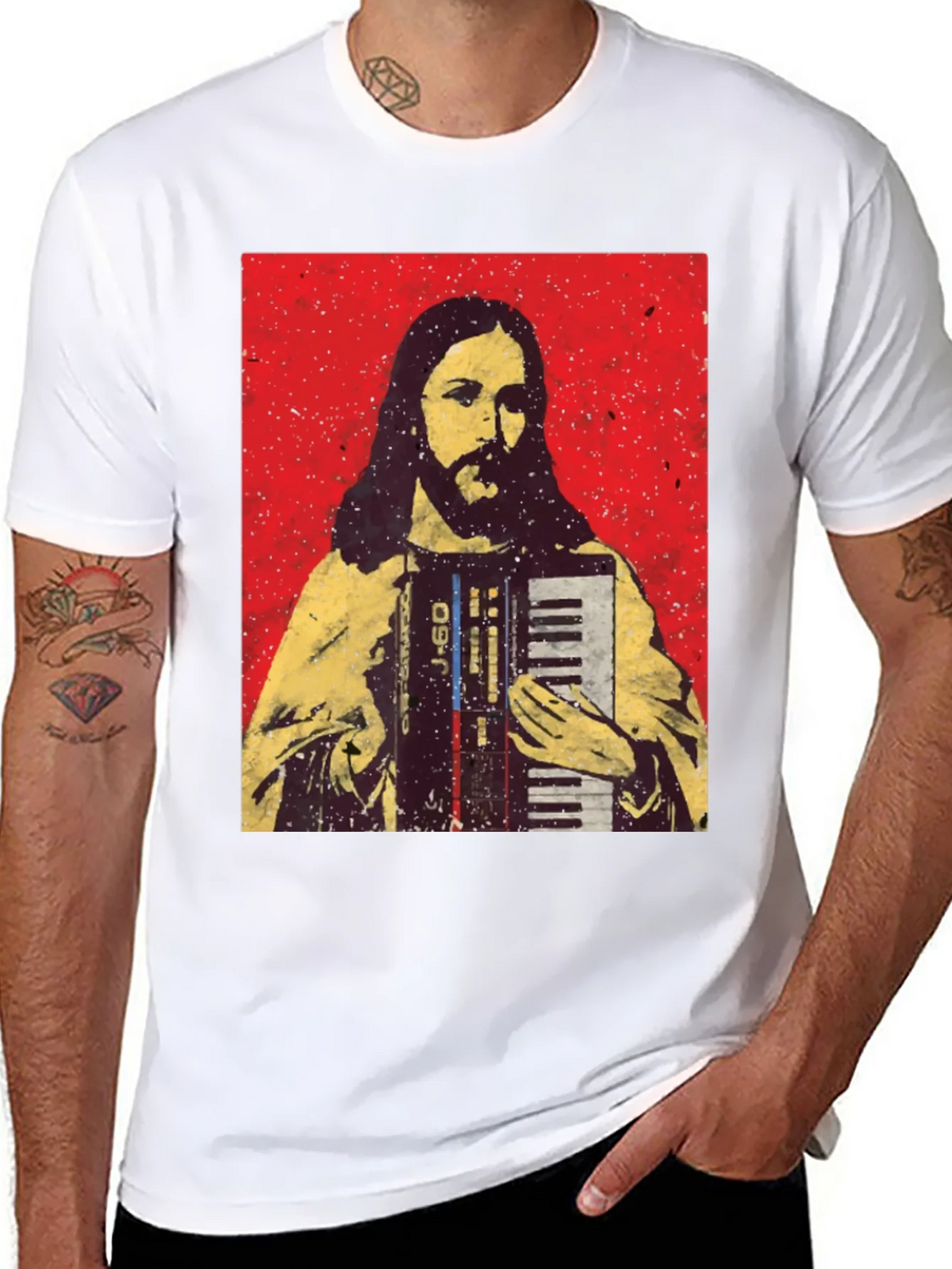 Jesus Accordion T-Shirt - Novelty Graphic Tee product image 10