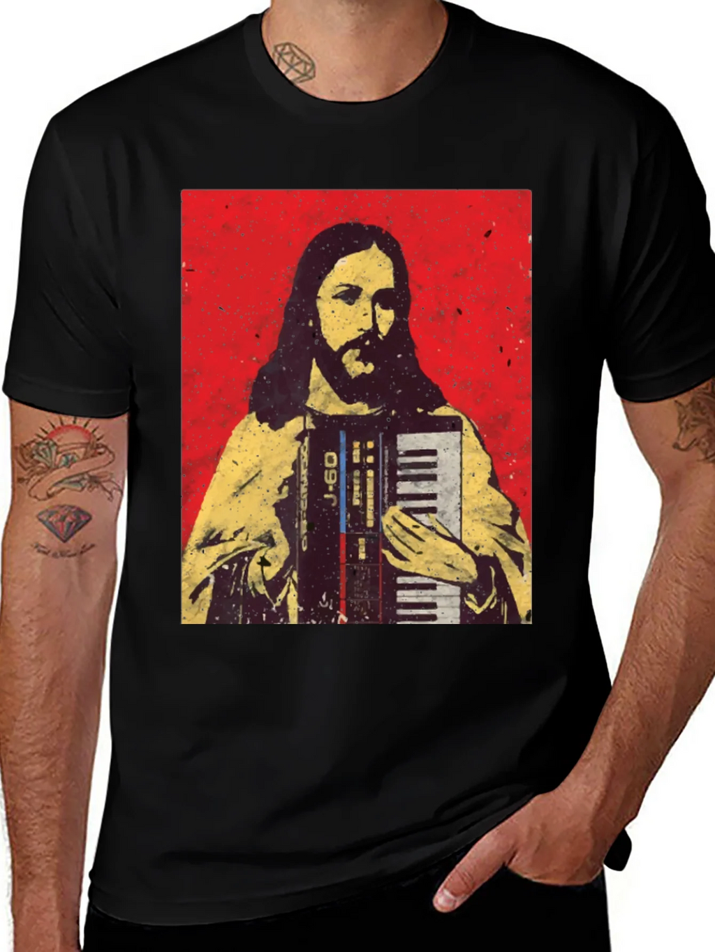 Jesus Accordion T-Shirt - Novelty Graphic Tee product image 1